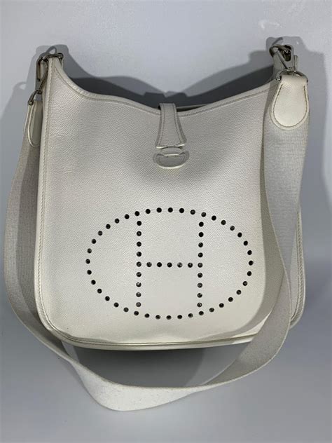 realreal white hermes evelyne bag|hermes evelyne handbag hardware.